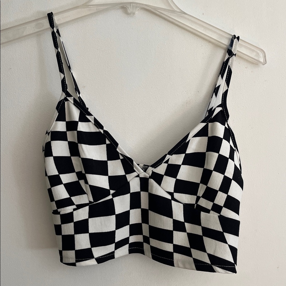 Black and White Checkered Crop Top